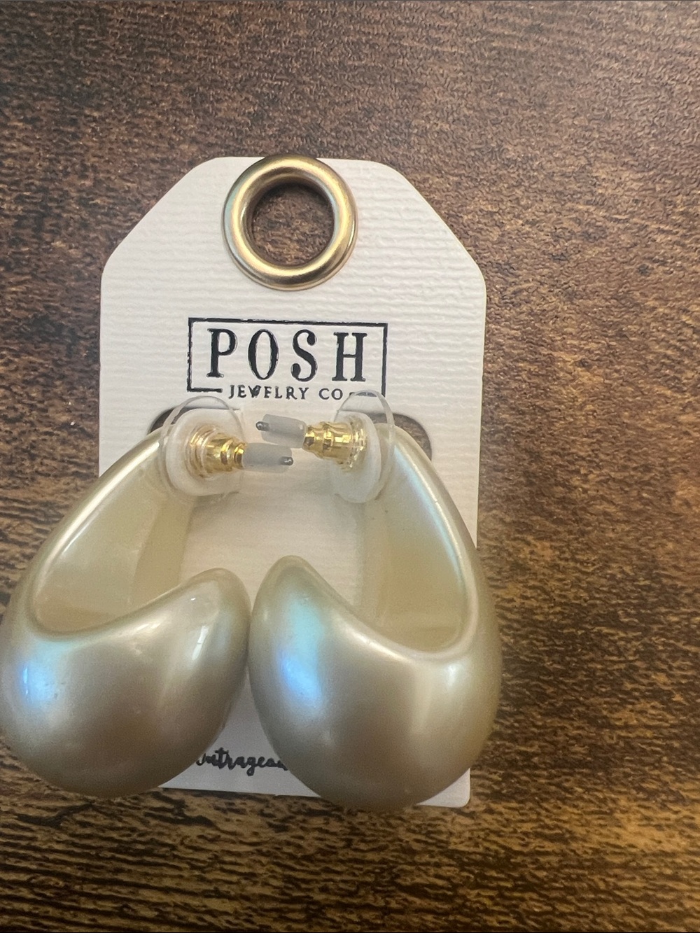 Posh Pearl-Effect Cream Hoop Earrings